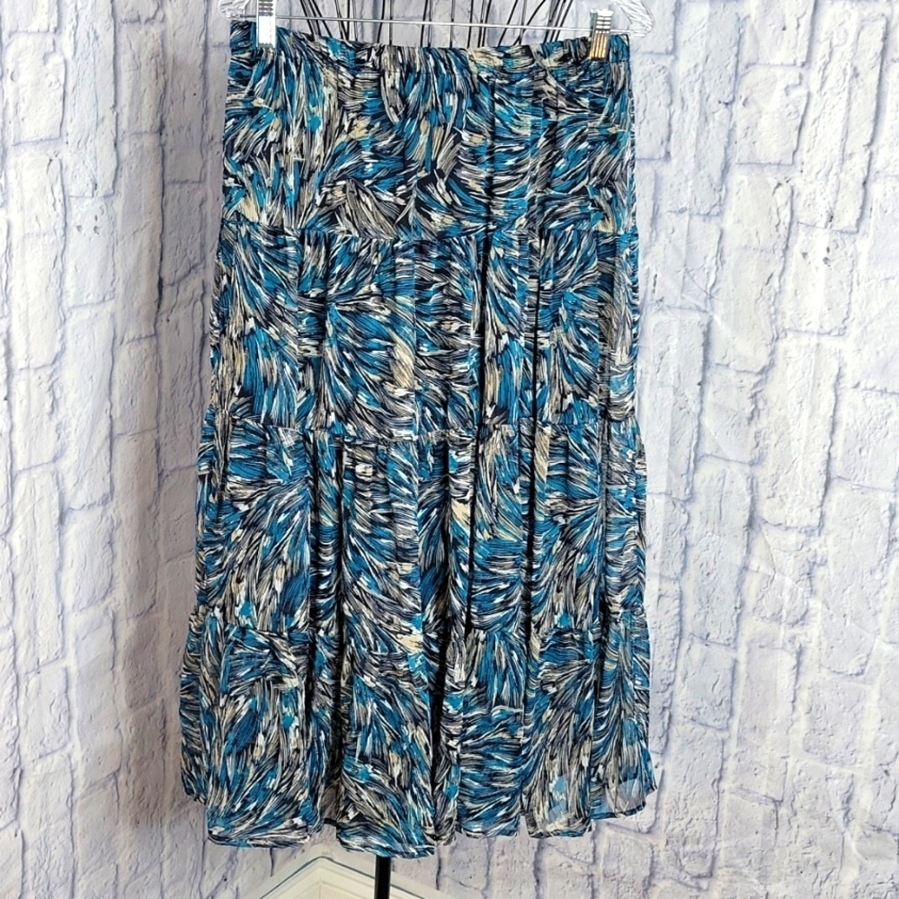 *CHRISTOPHER AND BANKS Abstract Ruffled Midi Skirt Medium - Picture 1 of 7